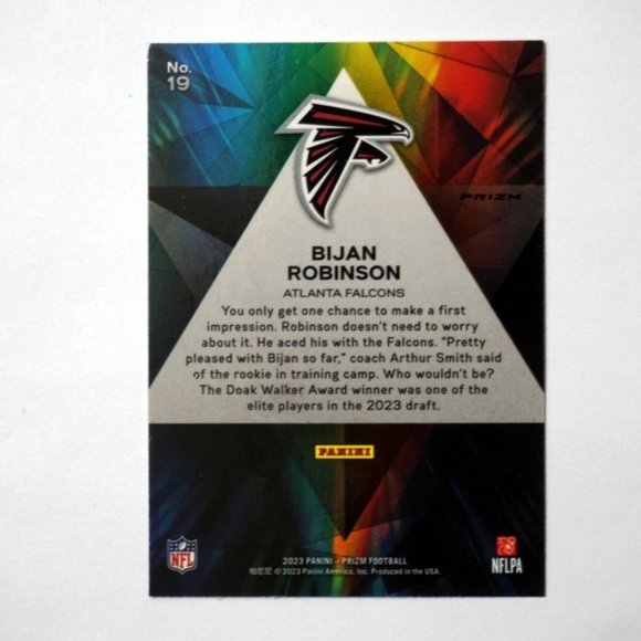 BIJAN ROBINSON 2023 PANINI PRIZMATIC GREEN WAVE PRIZM RC #19 ATLANTA FALCONS - Picture 2 of 2